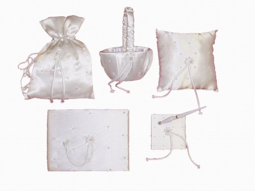 New White Satin and Pearls Bridal Accessory Bridal Petticoat Set (801SET2)