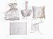 New White Satin and Pearls Flower Basket, Guest Book, Pen, Ring Pillow & Money Bag Bridal Accessory Set(801SET2)