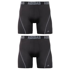 adidas Men's Sport Performance ClimaCool Boxer Brief (Pack of 2), Black/Thunder and Black/Thunder, Medium/Waist Size 32-34