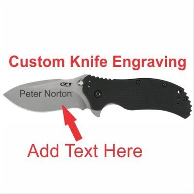 ZERO TOLERANCE 0350SW STONEWASH BLADE, BLACK G-10 HANDLE ASSISTED FOLDING KNIFE CUSTOM ENGRAVING