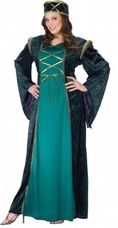 Plus Size Teal Renaissance Full Length Gown & Hat Costume