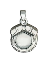 Sterling Silver "Photo" Paw Print Cremation Locket 3/4 inch x 3/4 inch in Sterling Silver