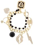 GUESS Black & Gold Charm Bracelet, GOLD