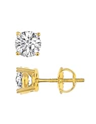 0.80 Carat F-SI2 Natural Diamond 4-Prong Set Stud Earrings 14k Yellow Gold