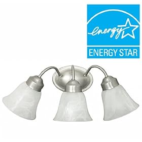 Feit Electric 3 Light Bath Vanity Fixture with White Alabaster Glass Shades Globes and...