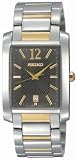 Seiko Men's Dress Two-Tone Solid Stainless-Steel Case and Bracelet Charcoal Dial Watch #SKK701