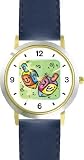 Hanukkah Dreidels Judaica Jewish Theme - WATCHBUDDY&reg; DELUXE TWO-TONE THEME WATCH - Arabic Numbers - Blue Leather Strap-Size-Large ( Men's Size or Jumbo Women's Size )