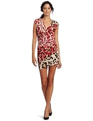 General Print Cap Sleeves Sheath Summer Polyester/Spandex Cowl Neck  Dress