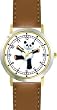 Giant Panda Bear Plush (Happy Face) Dancing - Bear - JP Animal - WATCHBUDDY&reg; DELUXE TWO-TONE THEME WATCH - Arabic Numbers - Brown Leather Strap-Size-Women's Size-Small