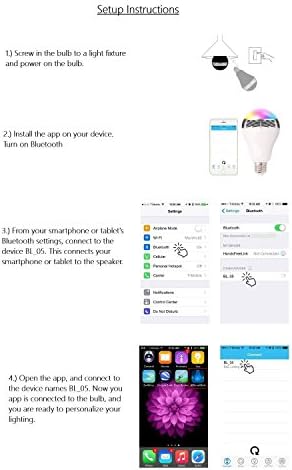 Webetop Bluetooth Control Music Audio Speaker LED Color Bulb Light Lamp
