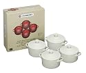 Le Creuset Stoneware Petite Round Casseroles Gift Set of 4, Almond, 0.25 Litre