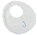 Princess Linens Garden Pique Bib - White with Baby Blue Rick Rack Trim-J