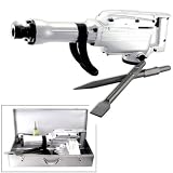 Industrial-Grade Electric Demolition Jack Hammer, with 2 Bits Point and Flat & Metal Case