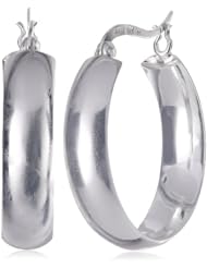 Sterling Silver Medium Wide Polished Click-Top Hoop Earrings