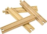 Wooden Train Railway System - Spare Long Straight Track x 4 (Compatible with leading wooden rail systems) - Wooden Toy