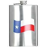 8oz Stainless Steel Flask with Texas Flag Design