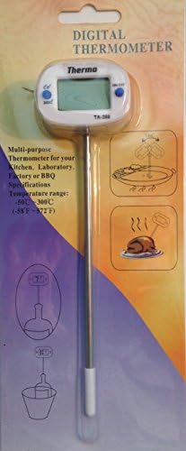 Digital Meat Thermometer for Internal Meat Temperature ~ Use in Oven, Stove Top Cooking, Candy and the BBQ Grill - 6" Long Slender Stainless Steel Probe