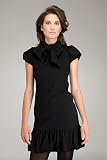 Valentino Red Mock Neck Tie Black Dress