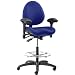 BodyBilt J757x F1 Blue Vinyl Fabric Mid-Back Task Petite Stool with Arms, 18.5" Length x 18.5" Width Backrest, 21" Width Seat, Grade 3
