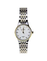 AliceEshop (TM) Ladys Watch Strips Hour Marks with Round Dial Steel Watchband (White) - Ship From USA