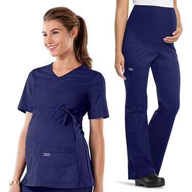 Core Stretch by Cherokee Workwear Women's Maternity Scrub Top & Scrub Pant Set
