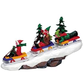 Lemax Santa's Wonderland Christmas Village Elf Sledding Party Table Piece #73631