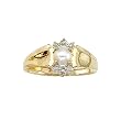 10K Yellow/White Gold 0.01 ct. Diamond and 6 x 4 MM Pearl Ring