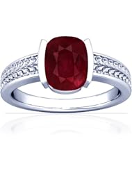 14K White Gold Cushion Cut Ruby Womens Astrological Ring