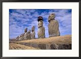 15 Moais at Ahu Tongariki, Easter Island, Chile Collections Framed Photographic Poster Print by Walter Bibikow, 29x21