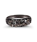 Polished Round Black Gray Color CZ Bangle Bracelet