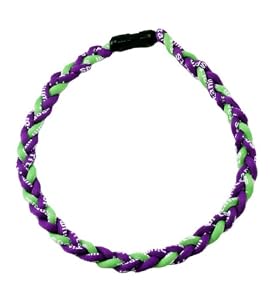 Titanium Necklace, Energy Necklace, 18 Inches, Baseball Necklace or Softball Necklace, Purple and Lime Green, #50