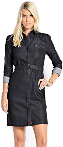 Spicy Mix Women's Ashtyn Sophisticated &amp; Sexy Denim Shirt Dress Black Small