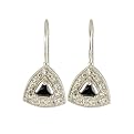 Sterling Silver Black Cubic Zirconia Triangle Earrings&nbsp;