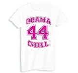 Women's President Barack Obama T-Shirt (Obama 44 Girl) Womens Fashion Cut White Shirt; Great Gift Ideas for Women, Ladies, Misses, Juniors, & Teens (Collectible Novelty Items)