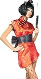 Womens Adult Sexy Asian Geisha Girl Outfit Chinese Costume with China Doll Wig Red Mini Dress