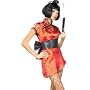 Womens Adult Sexy Asian Geisha Girl Outfit Chinese Costume with China Doll Wig Red Mini Dress