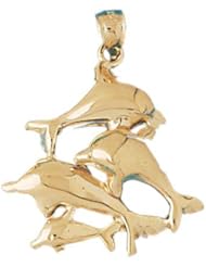 Dazzlers Solid 14 karats gold Dolphins Charm Pendant Available in three colors from jewelsberry (weights: 6.2 grams only)