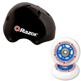 Razor RipStik Casterboard Blue Replacement Wheels and Helmet Bundle Youth (Recommended Ages 8-14) by 