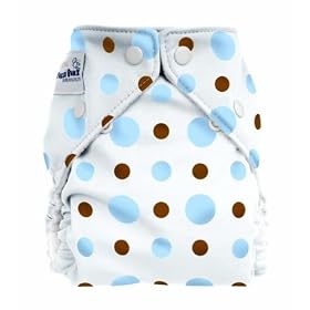 FuzziBunz Cloth Pocket Diaper Brown and Blue Dot Medium
