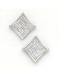 Solid 14K White Gold .25 Carat Micro Pavé Genuine Diamond Earrings