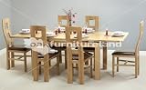 4ft 7 x 3ft Solid Oak Extending Dining Table + 6 Brown Wave Back Chairs