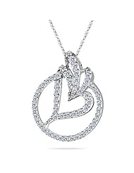 1.18-1.25 Cts Diamond Heart in Circle Pendant in 14K White Gold