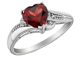 Garnet Heart Promise Ring with Diamonds 7/8 Carat (ctw) in 10K White Gold