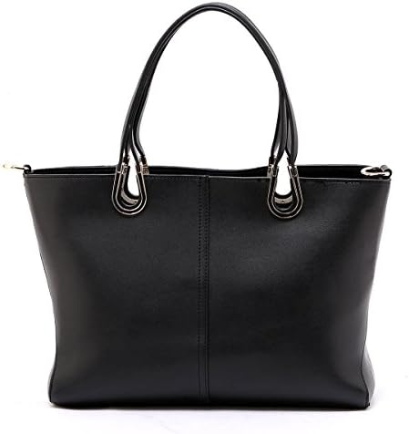 Iclioa Womens Soulder Bag PU Leather Handbag (Black)