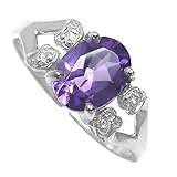 1.2ct Genuine Natural Amethyst Gemstone and Diamond 10k White Gold Ring