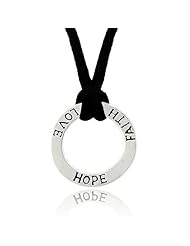Inspirational Hope Faith Love Circle Black Silk Cord Pendant