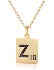 Scrabble 925 Yellow Gold Plated 0.048ct Diamond Initial Z Pendant Necklace, 18"