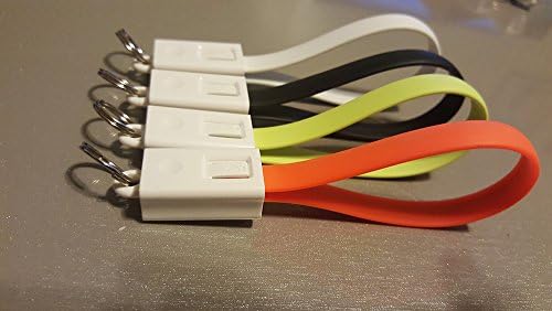 4-Piece Set in Crisp White, Matte Black, Granny Smith Apple Green &amp; Bright Orange Micro USB Keychains and Pull - Charge Android Devices on the Go!