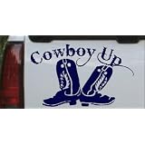 8in X 4.9in Navy -- Cowboy Up With Boots Rodeo Western Car Window Wall Laptop Decal... by Rad Dezigns