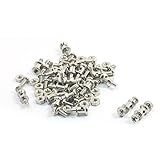 25Pcs Silver Tone Metal Linkage Stoppers 1.8 x 0.8mm for Steel Wire